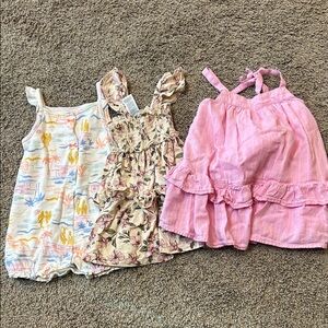 2 dresses and romper set